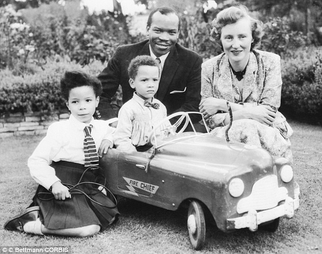 Seretse Khama with wife Ruth and their two children